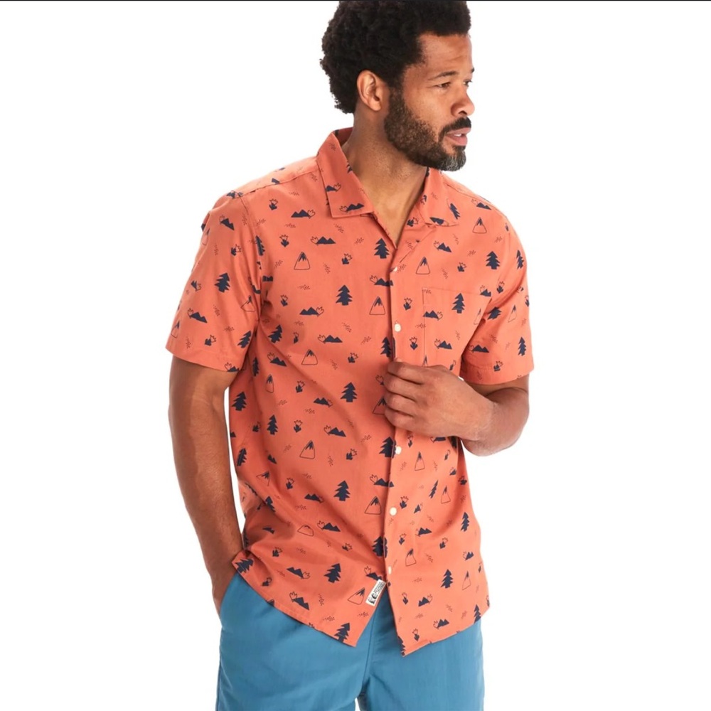 Marmot Orange Shirt with Navy Print